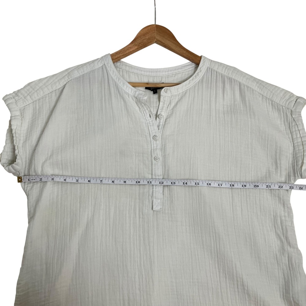Quince 100% Organic Cotton Gauze Roll Sleeve Shirt in White Cream L Minimalist - Picture 9 of 10